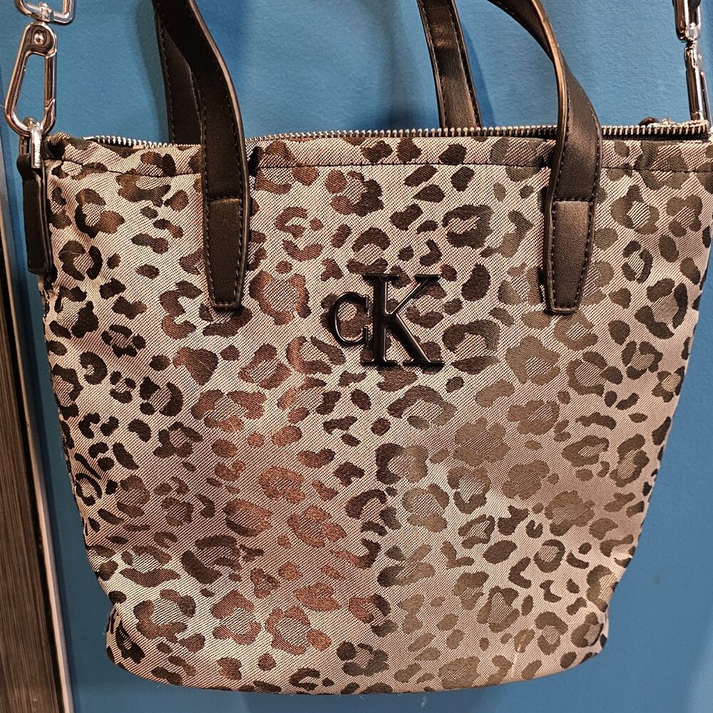 Calvin Klein Grey cheetah print purse